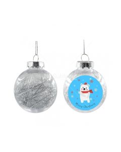 BOLA DE NAVIDAD TRANSPARENTE PLATEADA