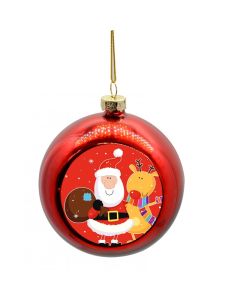 BOLA NAVIDAD ROJA CON PLACA SUBLIMABLE