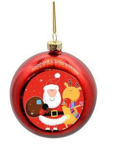 BOLA/NAVIDAD ROJA BORDE DORADO CON PLACA SUBLIMABLE