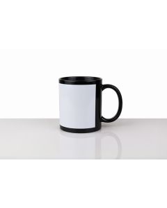 TAZA NEGRA CON PANEL BLANCO